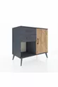 Commode Hyperion à une étagère, deux tiroirs et une porte, anthracite-pin/anthracite