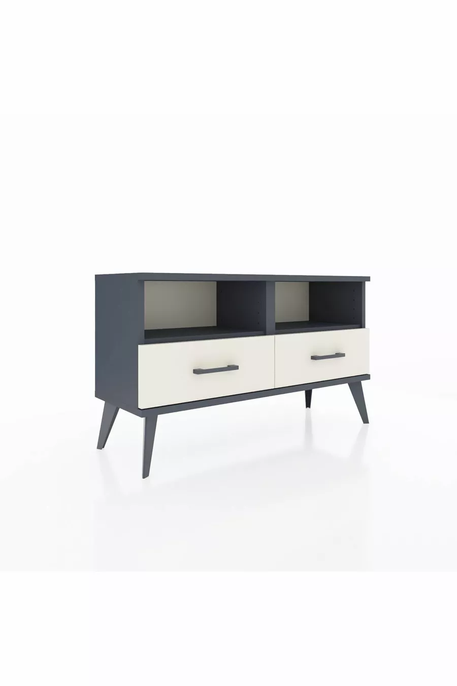 Commode Arges 2 étagères 2 tiroirs Anthracite-Anthracite/Pierre de lune