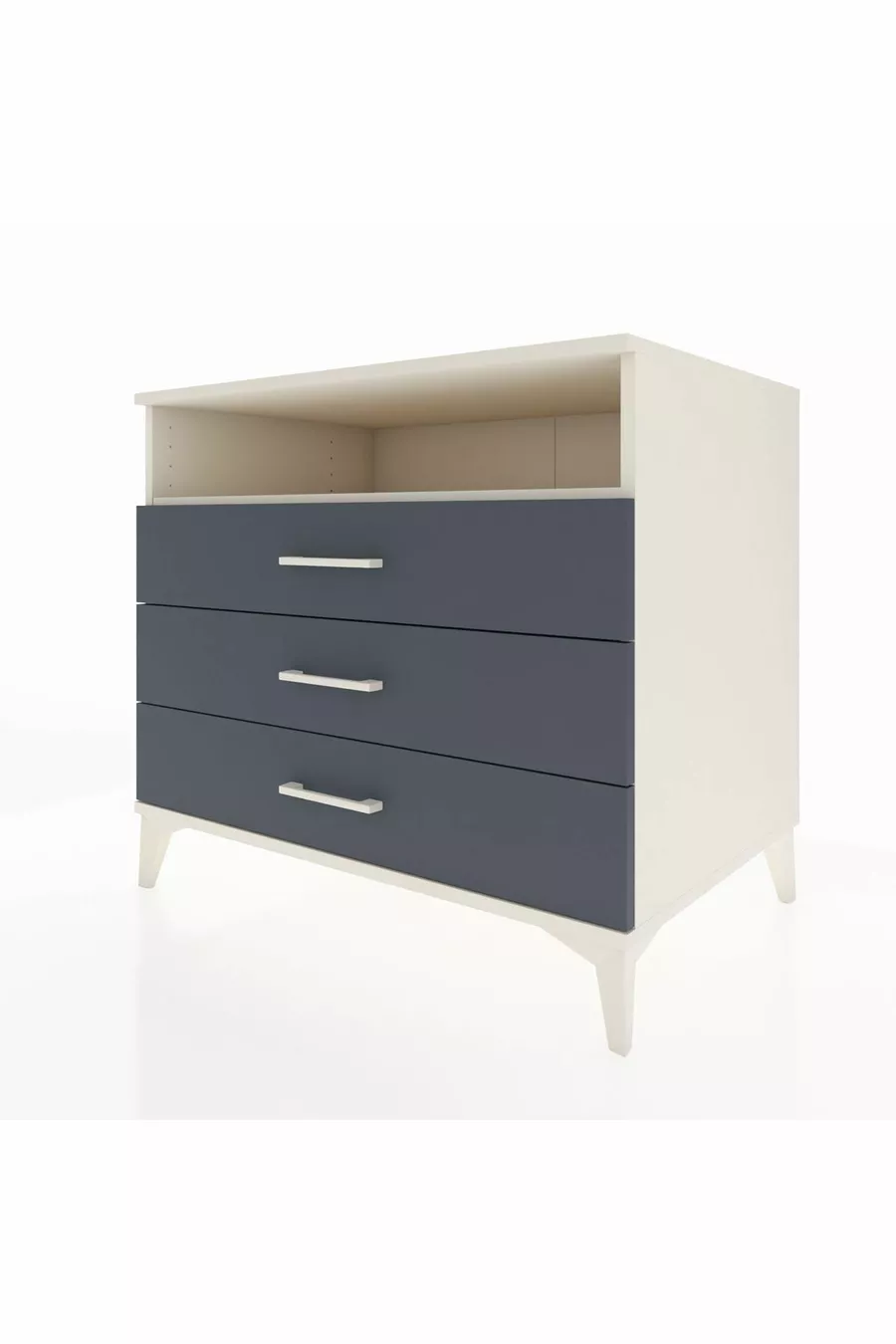 Commode Kronos avec une étagère et 3 tiroirs, Pierre de Lune-Anthracite
