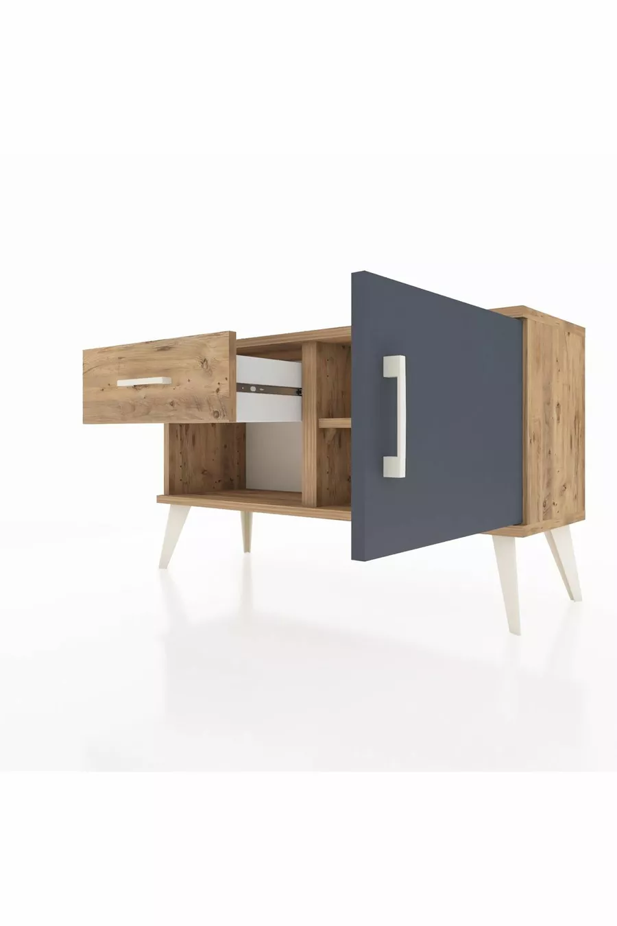 Arges Dressoir Met Eén Plank, Eén Lade En Eén Deur, Den/Merbau-Antraciet