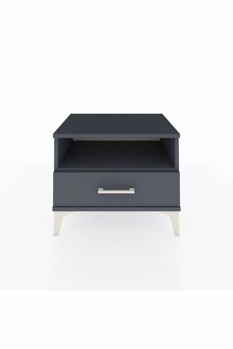 Hyperion Nightstand Single Shelf Single Drawer Anthracite-Anthracite