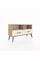 Commode Arges 2 étagères 2 tiroirs Pin-Pierre de lave