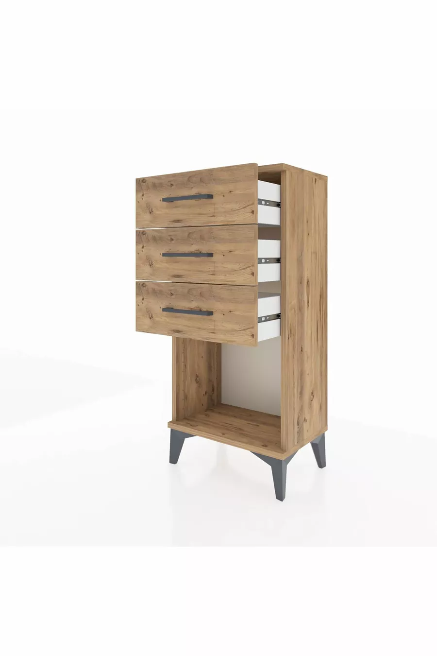 Arges Nachttisch mit 3 Schubladen Kiefer-Kiefer