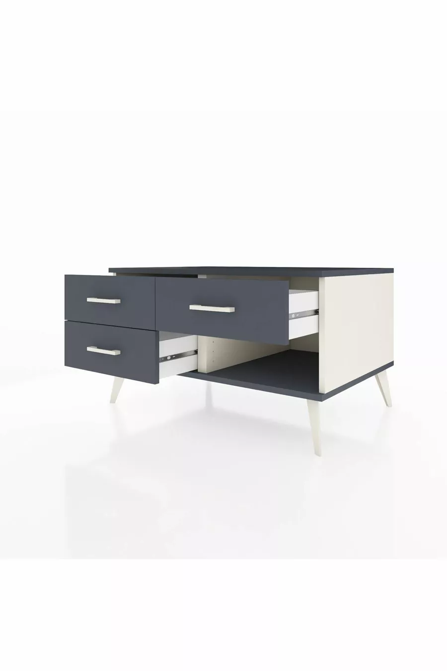 Commode Kronos 3 tiroirs Pierre de lune-Anthracite