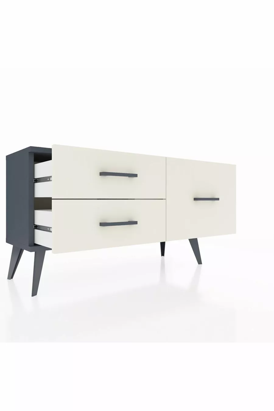 Arges Kommode 3 Regale Anthrazit-Anthrazit/Steinmarmor