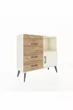 Commode Arges avec une seule étagère, 3 tiroirs et une porte, couleur Pierre de Lune/Pin