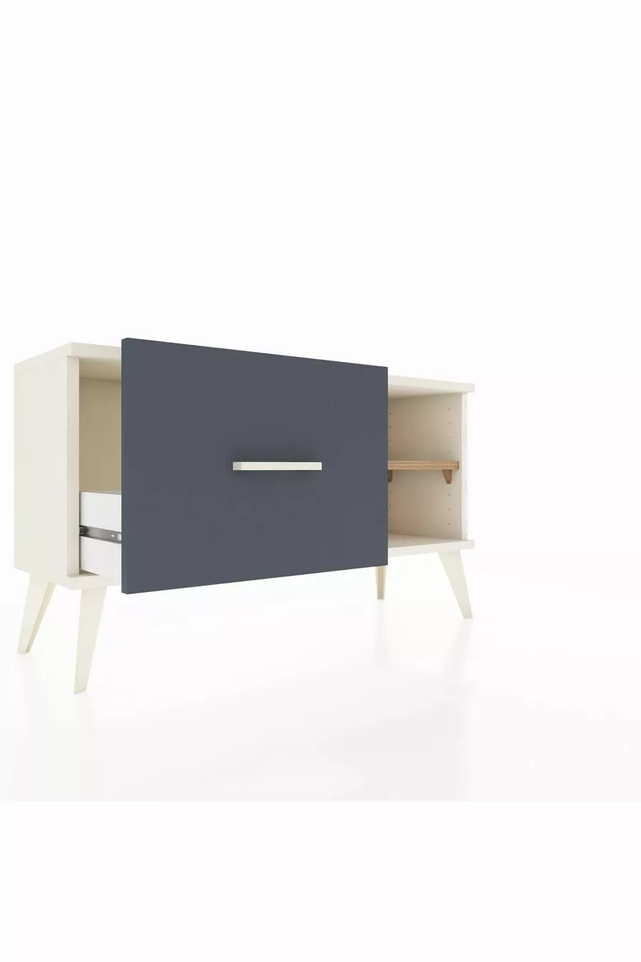 Commode Arges à une étagère et un tiroir Mousse de merin/Pin Anthracite