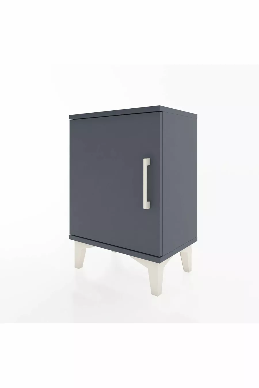 Table de chevet Arges à 2 étagères et 1 porte, anthracite-anthracite