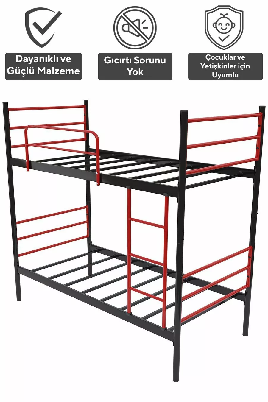 Koza Ranza Schlafzimmertaugliches Rotes Abnehmbares Metall-Etagenbett