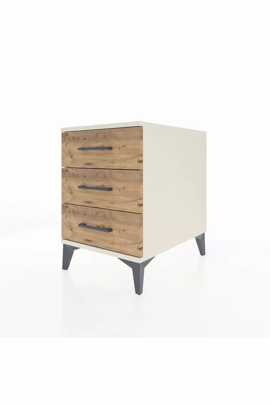 Table de chevet Kronos à 3 tiroirs Aigue-marine-Pin