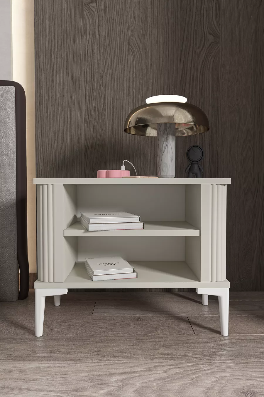 Table de chevet LİSA avec étagères - Commode - Table d'appoint - Organisateur