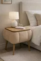 Lina Sandıklı Nightstand, Modern Nightstand with Teddy Fabric Upholstery and Wooden Legs