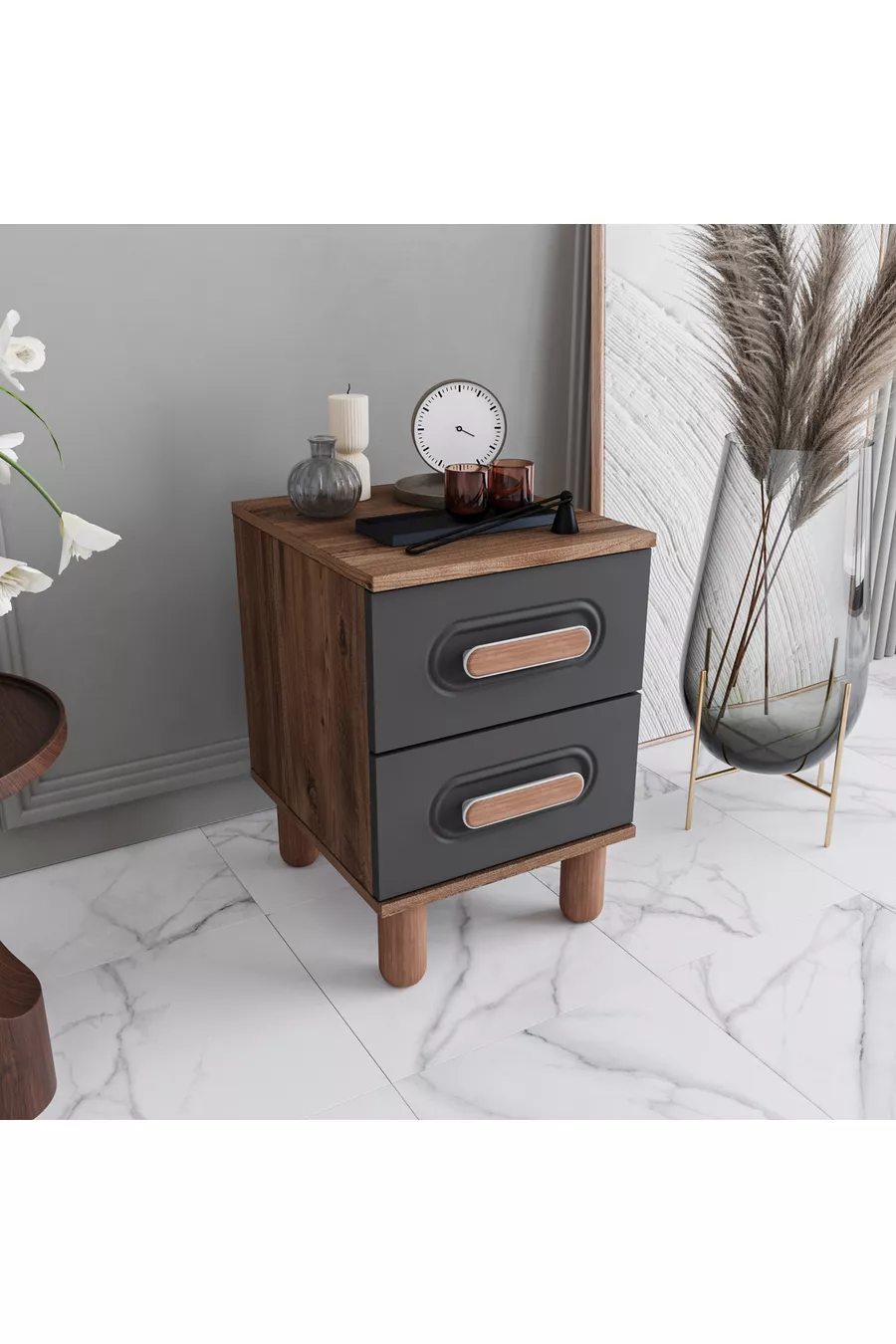 Table de chevet Otto 2 tiroirs % MDF