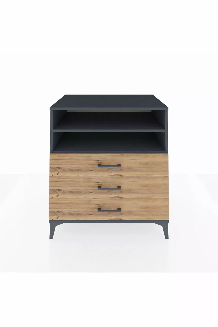 Commode Kronos à 2 étagères et 3 tiroirs Anthracite-Pin