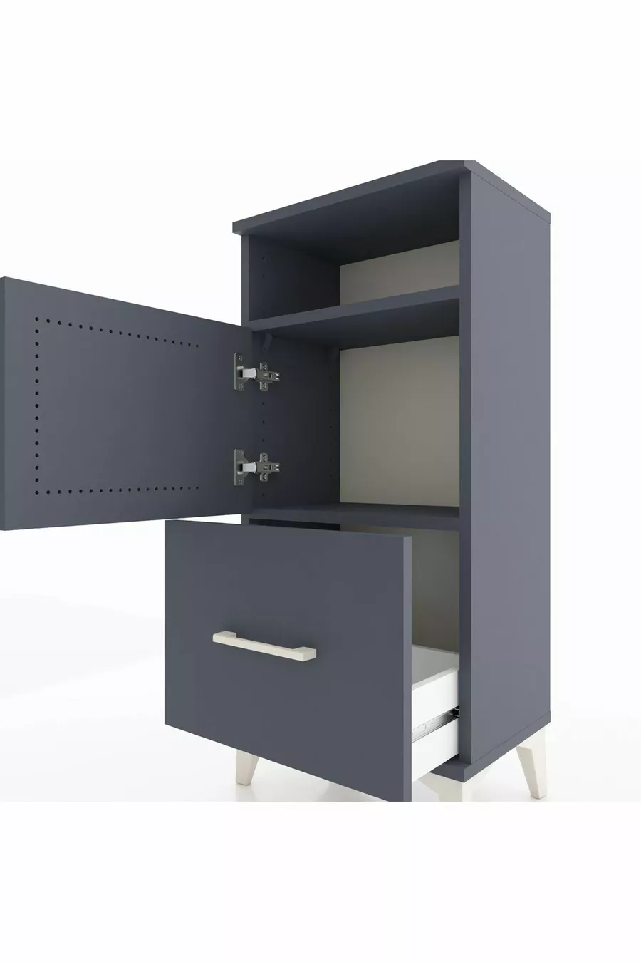 Arges Cabinet with 2 Shelves, 1 Drawer, 2 Doors, Anthracite-Anthracite
