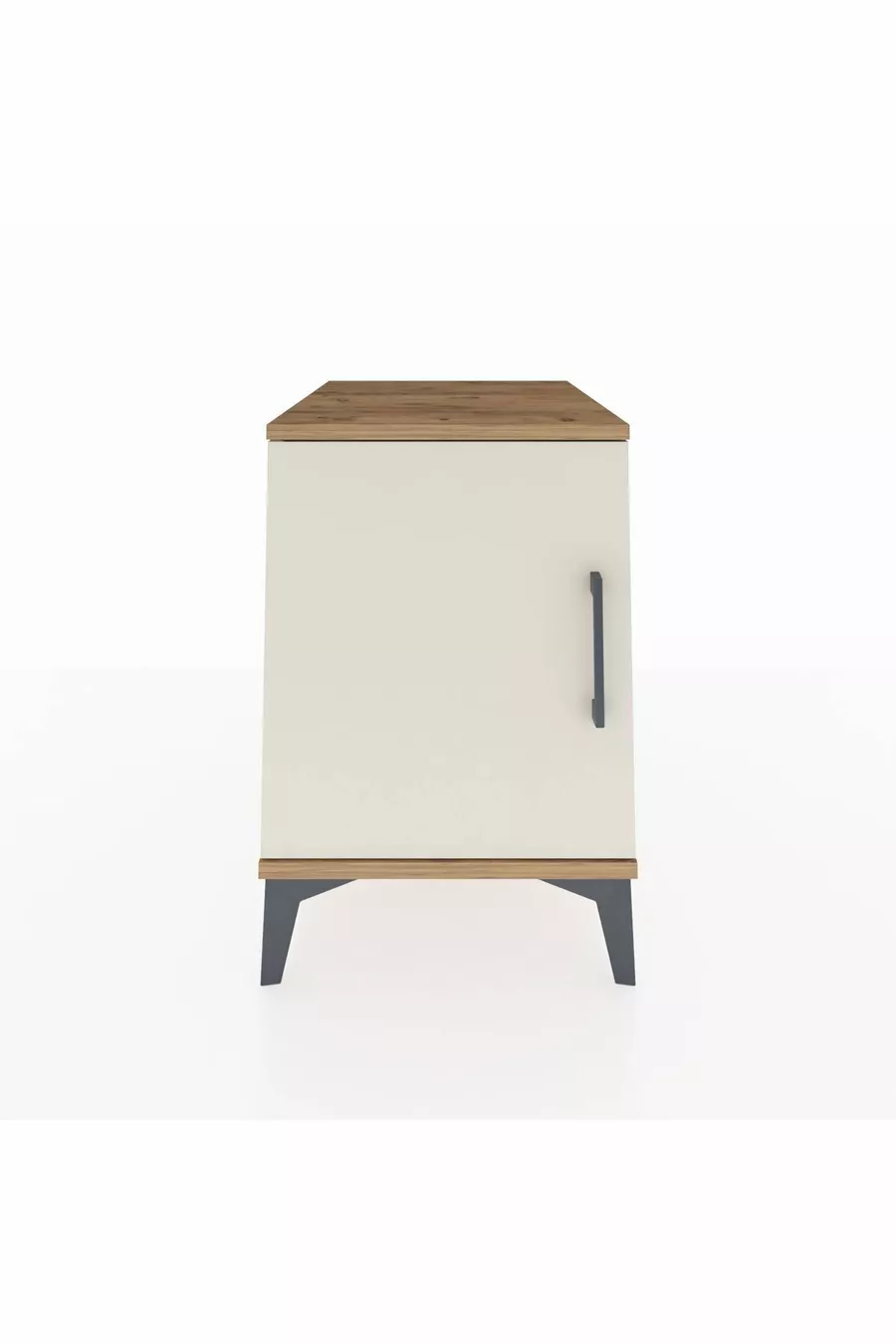 Table de chevet Kronos à 2 étagères avec 1 porte, pin-pierre d'onyx