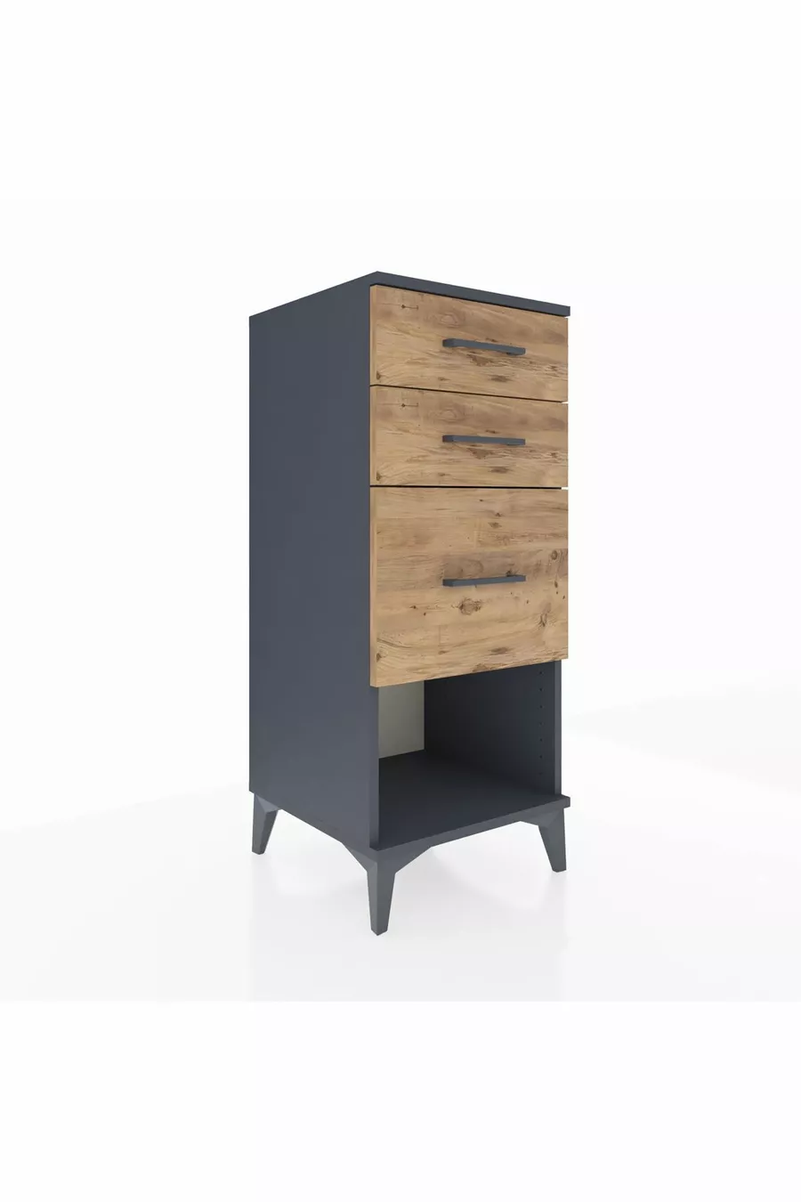 Chevet Hyperion 3 tiroirs Anthracite-Pin