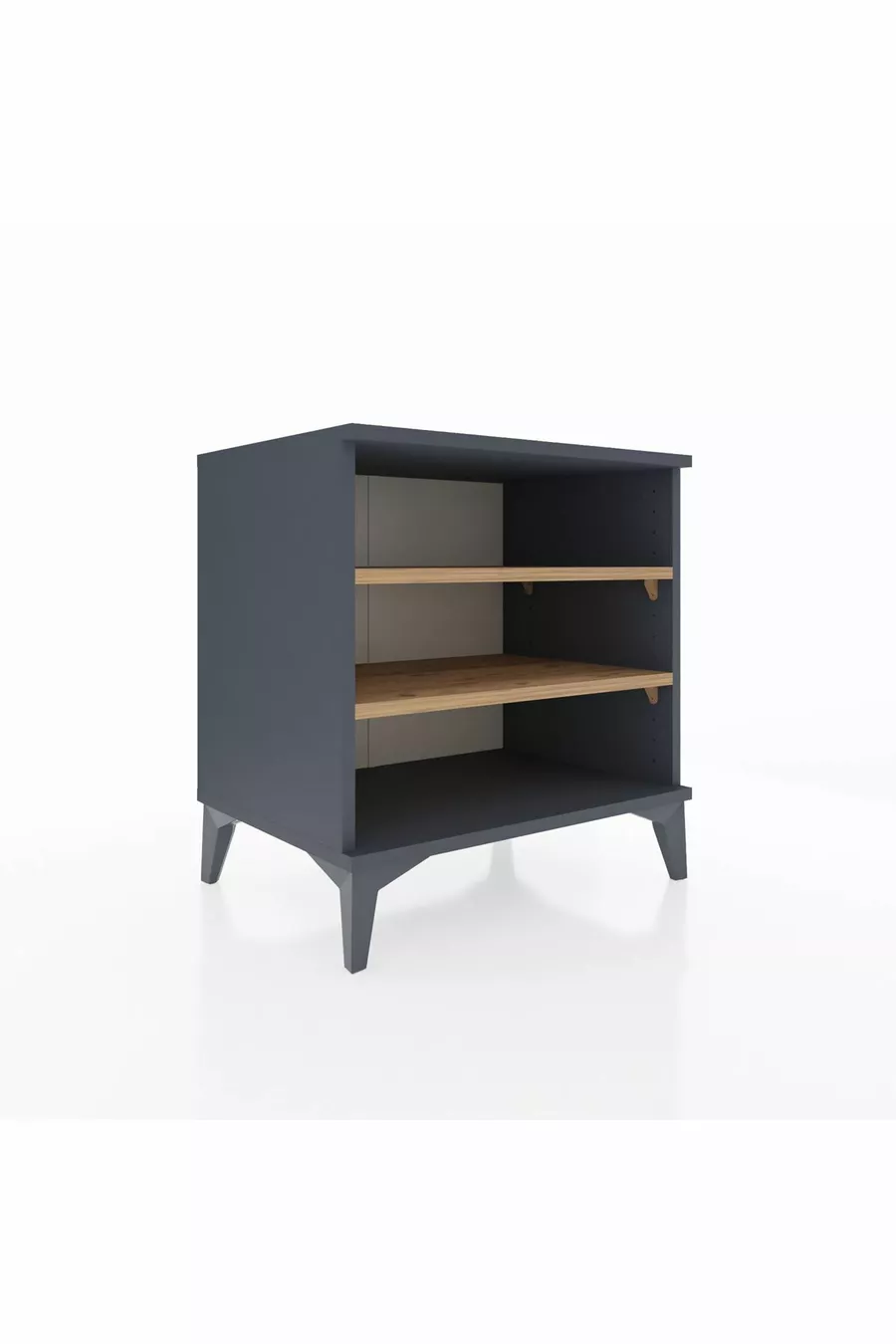Hyperion Bedside Table 2-Shelf Anthracite-Pine