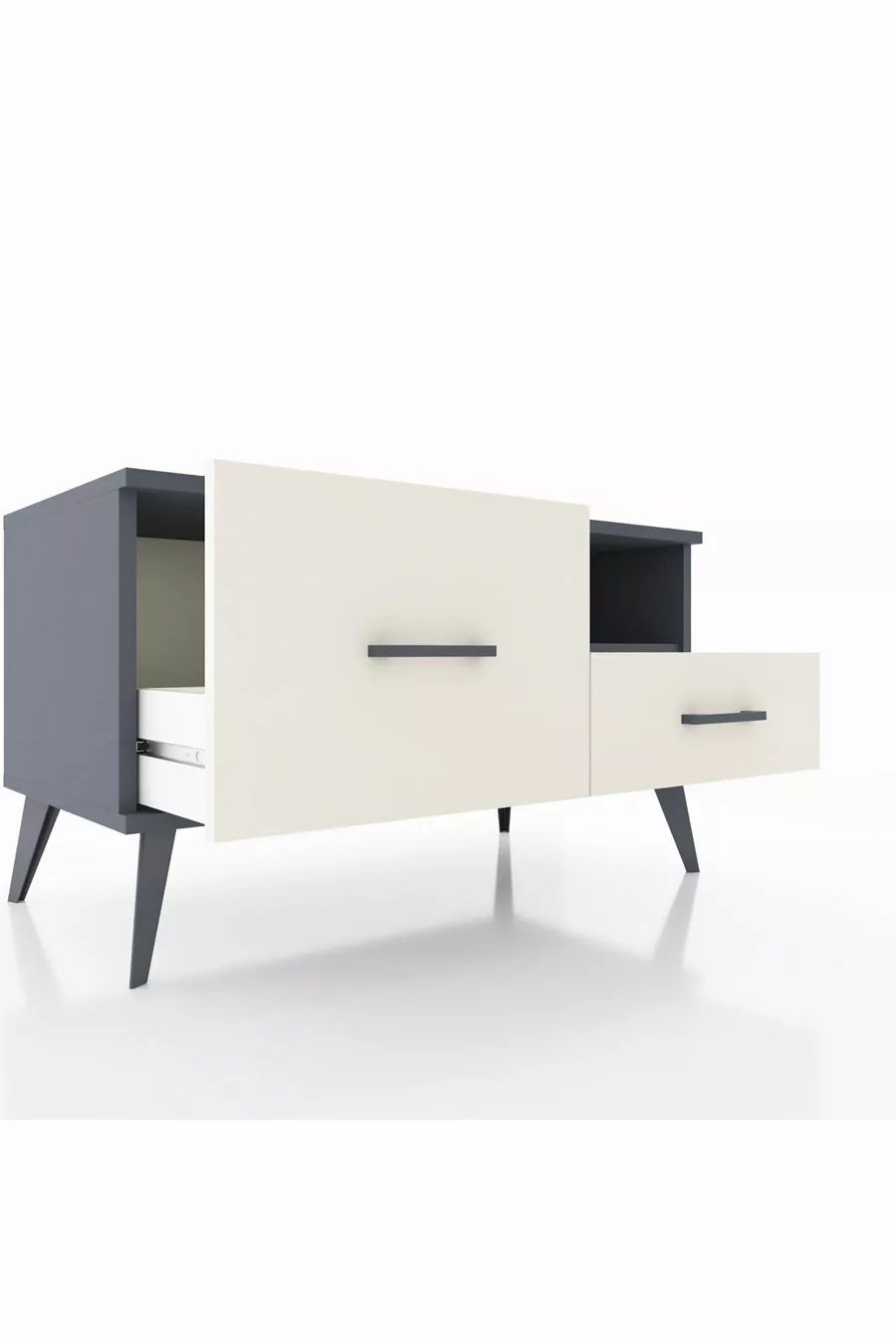 Commode Hyperion à une étagère et 2 tiroirs Anthracite-Anthracite/Pierre de lune