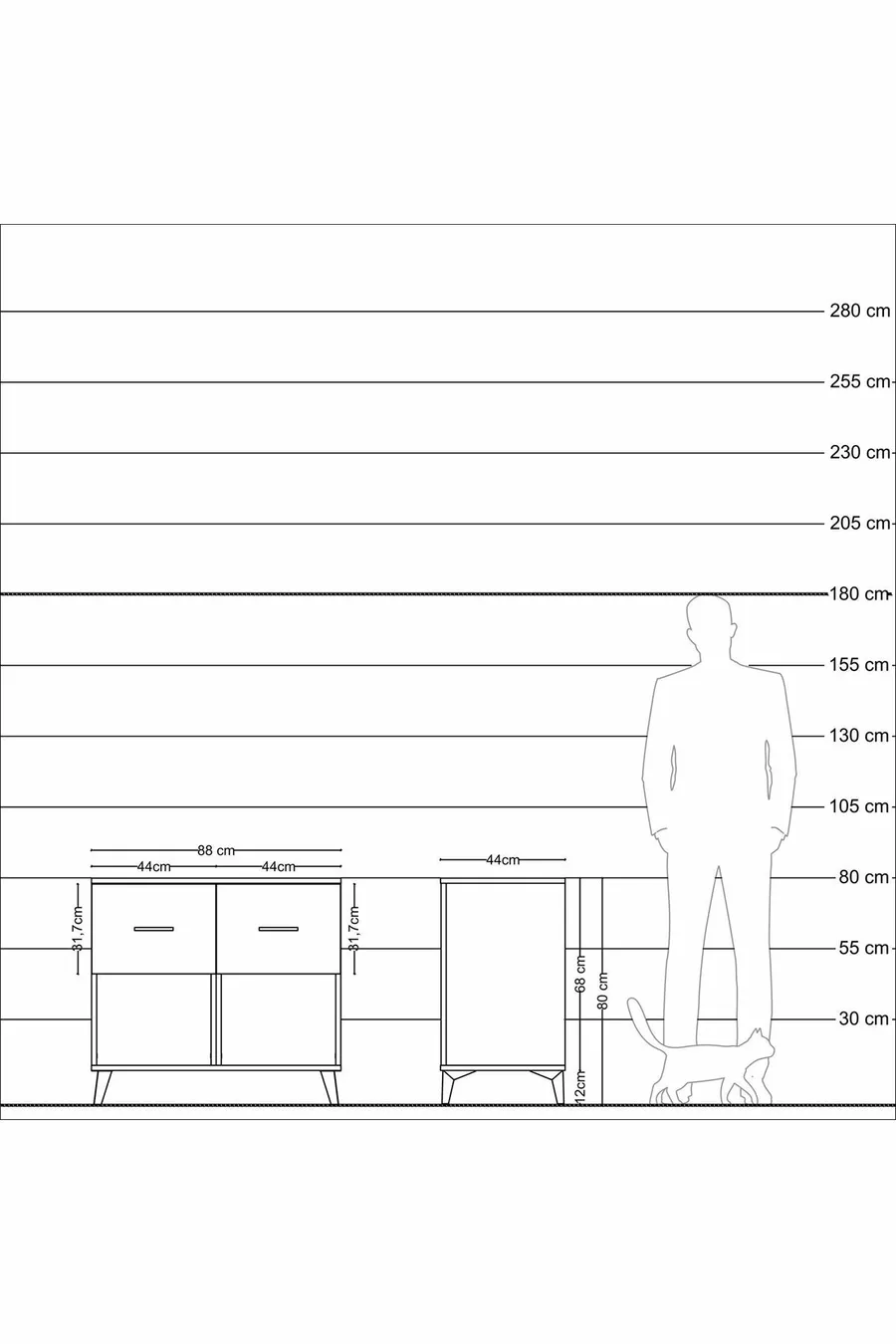 Commode Hyperion à 2 tiroirs Pierre de lune-Pierres de lune