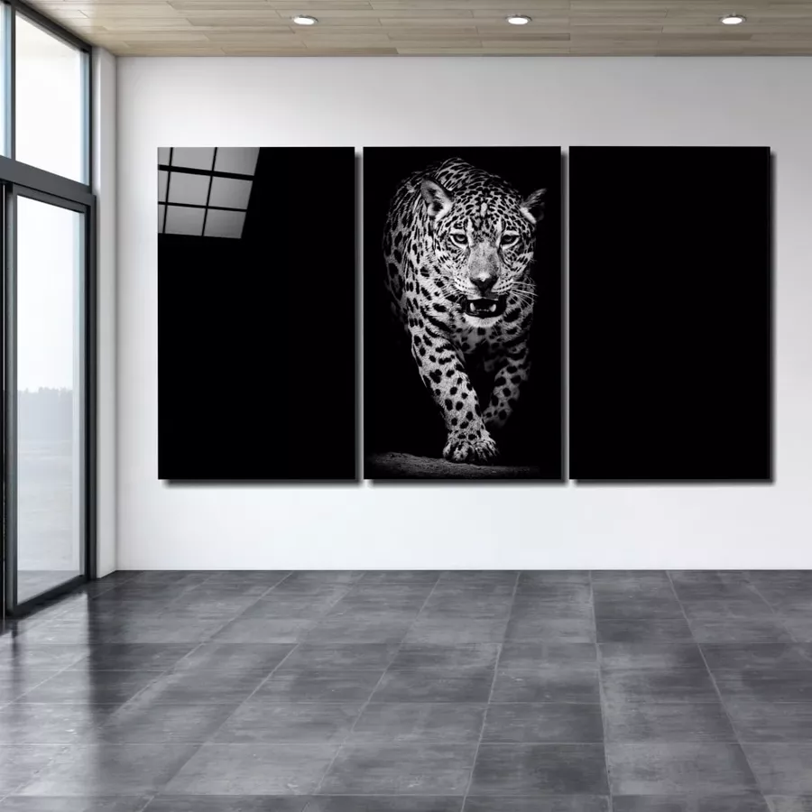 Léopard dans le Peinture Mega en Verre Sombre