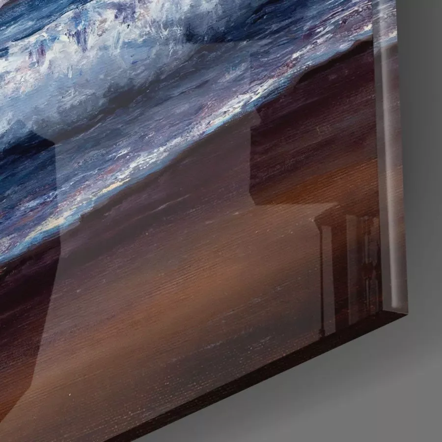 Peinture sur verre de vagues