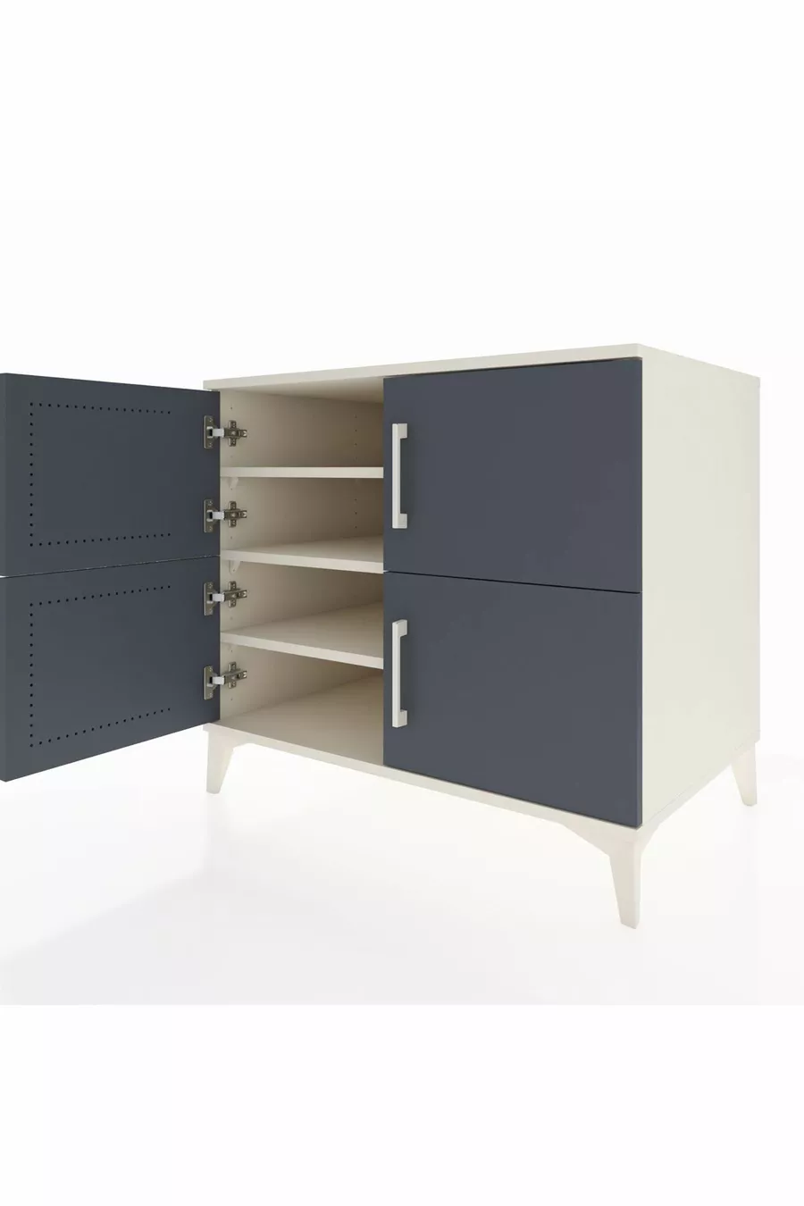 Commode Kronos 3 étagères 4 portes Pierre de Lune-Anthracite