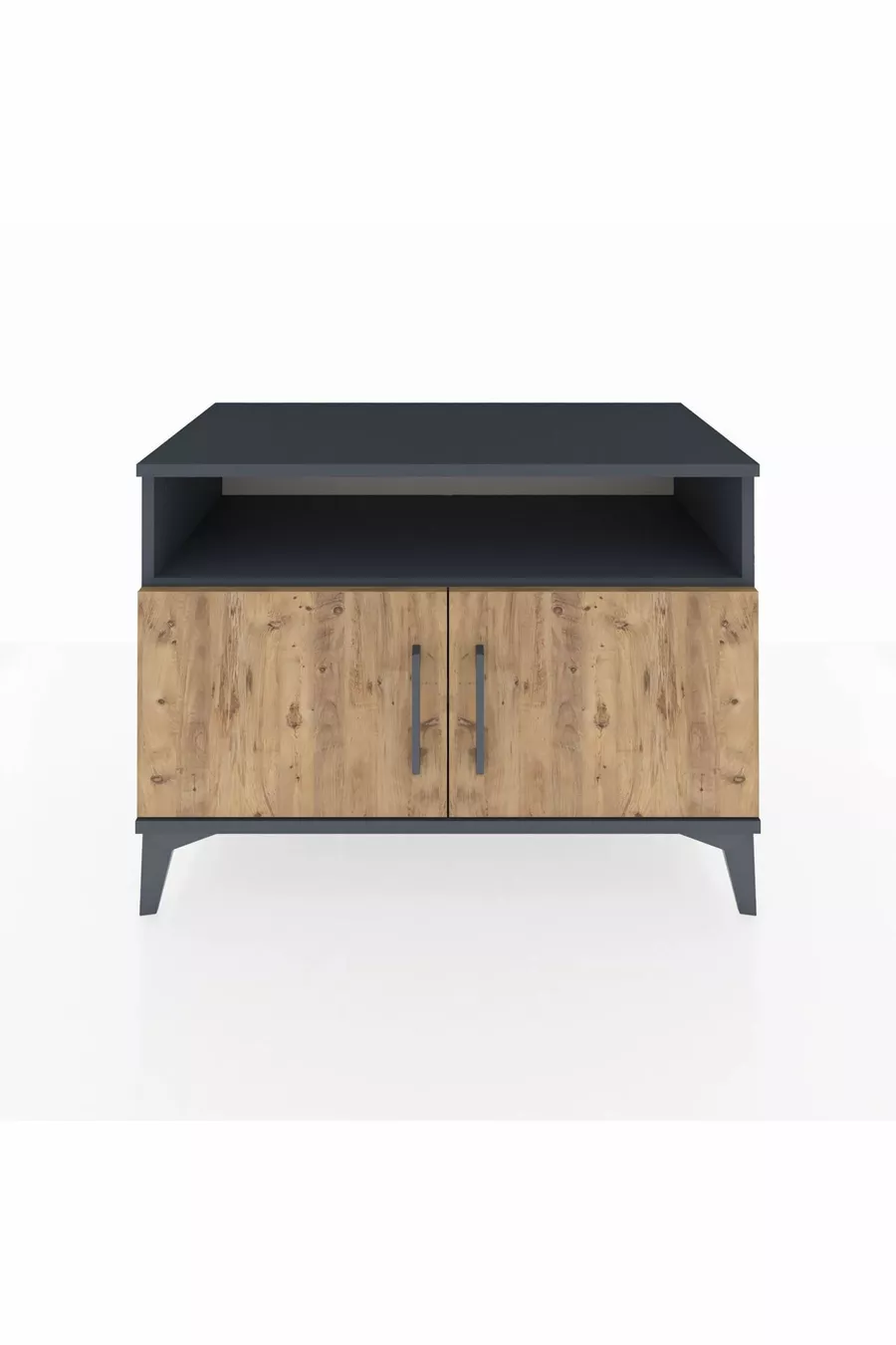 Commode Hyperion 2 étagères 2 portes Anthracite-Pin