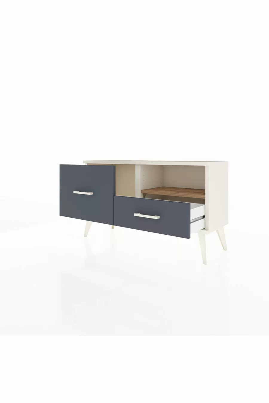 Commode Arges à une étagère et 2 tiroirs Agate-Pin/Anthracite