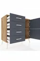 Commode Hyperion à une étagère, 4 tiroirs, 2 portes, pin-anthracite