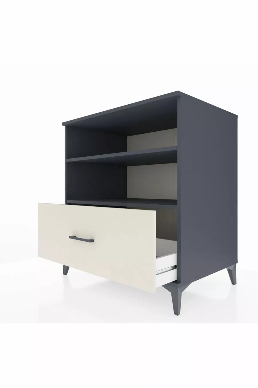 Commode Kronos avec 2 étagères et 1 tiroir Anthracite-Pierre de lune
