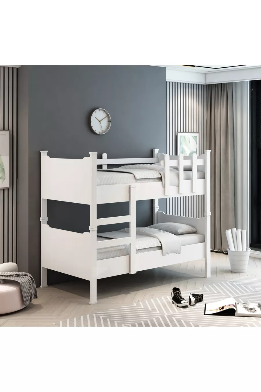 Detachable Full MDF 2-Tier Bunk Bed White