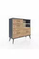 Arges Dresser 2 Shelves 4 Drawers Anthracite-Pebble/ Pine
