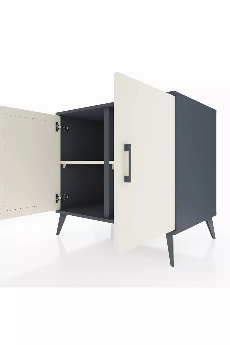 Commode Kronos 2 étagères 2 portes Anthracite-Pierre de lune