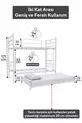 Lit superposé Koza avec tiroir, compatible pour 3 personnes, métal blanc