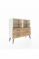 Commode Arges 4 étagères 3 tiroirs Pierre de lune-Pin