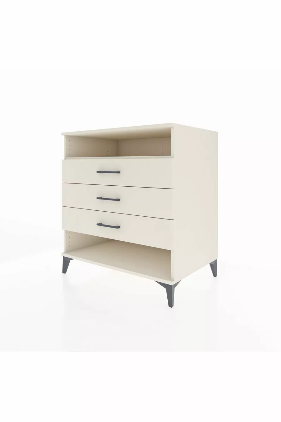 Commode Kronos à une étagère et 3 tiroirs, Pierre de Lune-Pierre de Lune