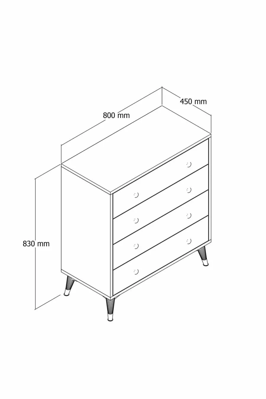 KALE DRESSER BASKET-WHITE 4 DRAWERS