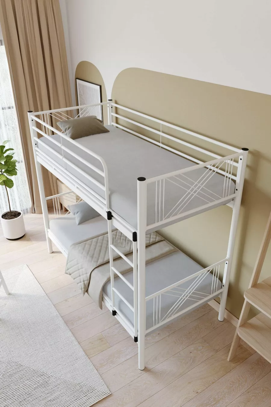 Lits superposés en métal premium Mix Compatible avec matelas Lit superposé blanc amovible