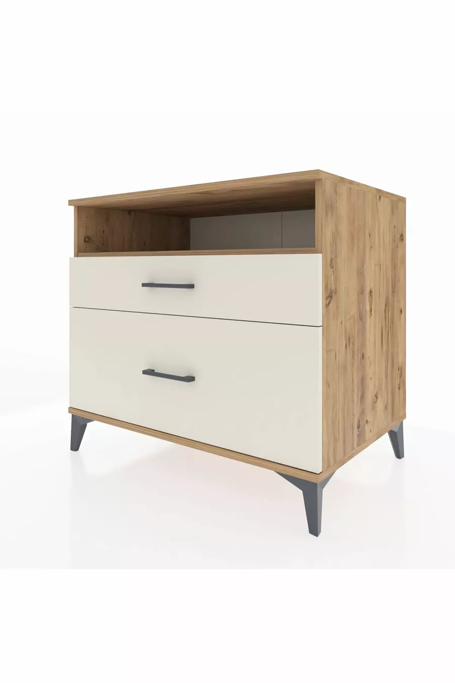 Comò Kronos con una ripiano e 2 cassetti Pino-Avorio