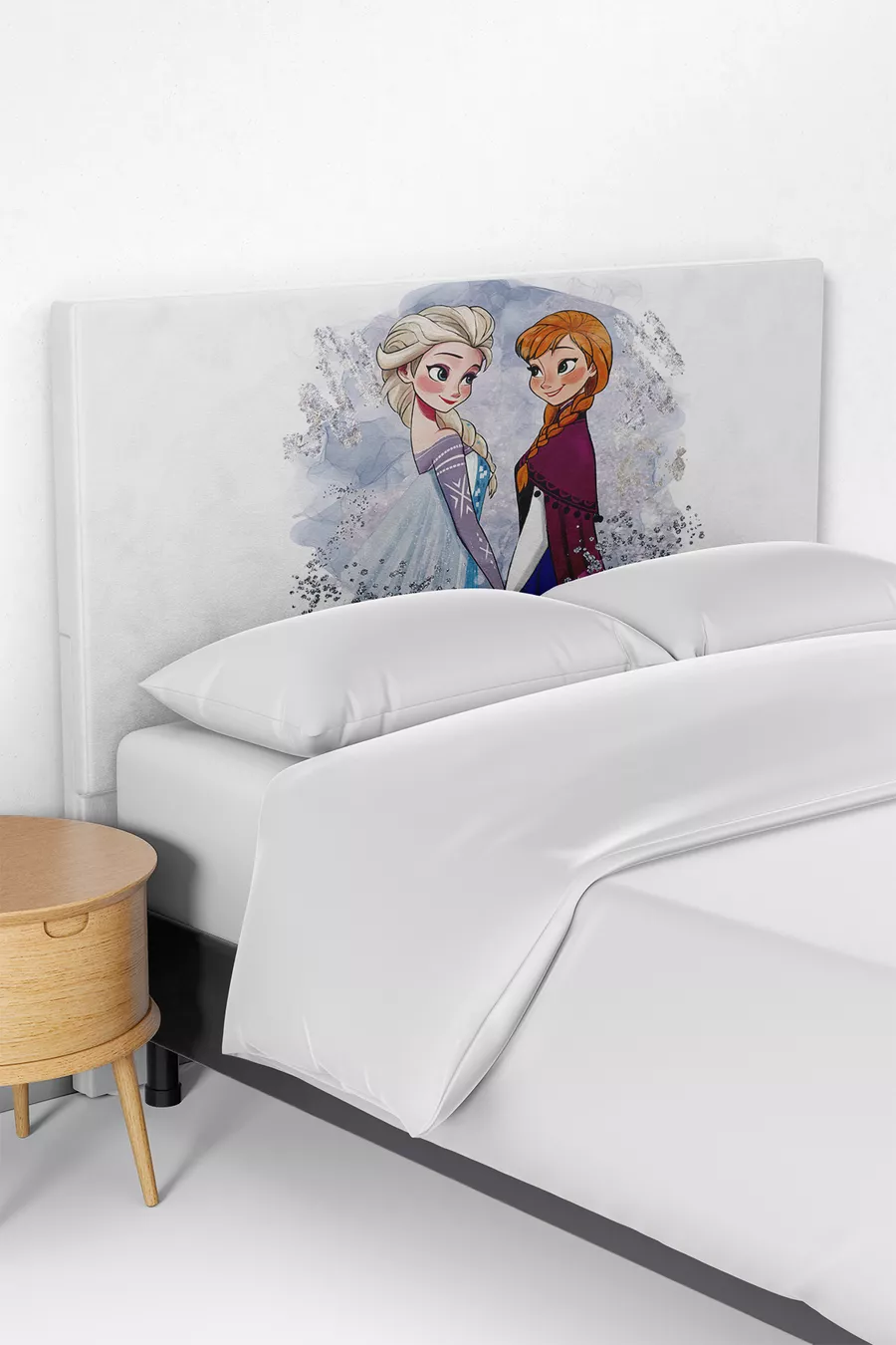 Frozen Elsa ve Anna Desenli Çocuk Yatak Baza Başlık Kılıfı 