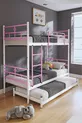 Koza Etagenbett mit Gästebett, geeignet für 3 Personen, Hellrosa Metallbett