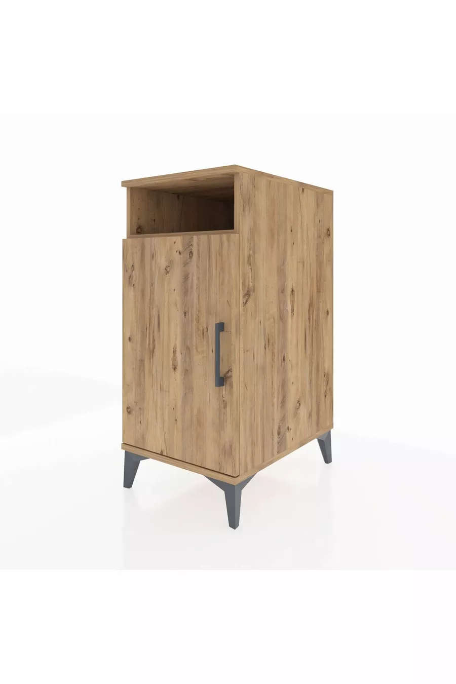 Table de chevet Kronos à 3 étagères avec 1 porte, pin-pin