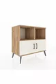 Commode Hyperion 2 étagères 2 portes Pin-Ambre/Pin