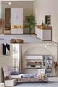 Camera da letto giovane Milano - Armadio a 3 ante con specchio, Letto, Comodino, Scrivania, Cassettiera, Libreria