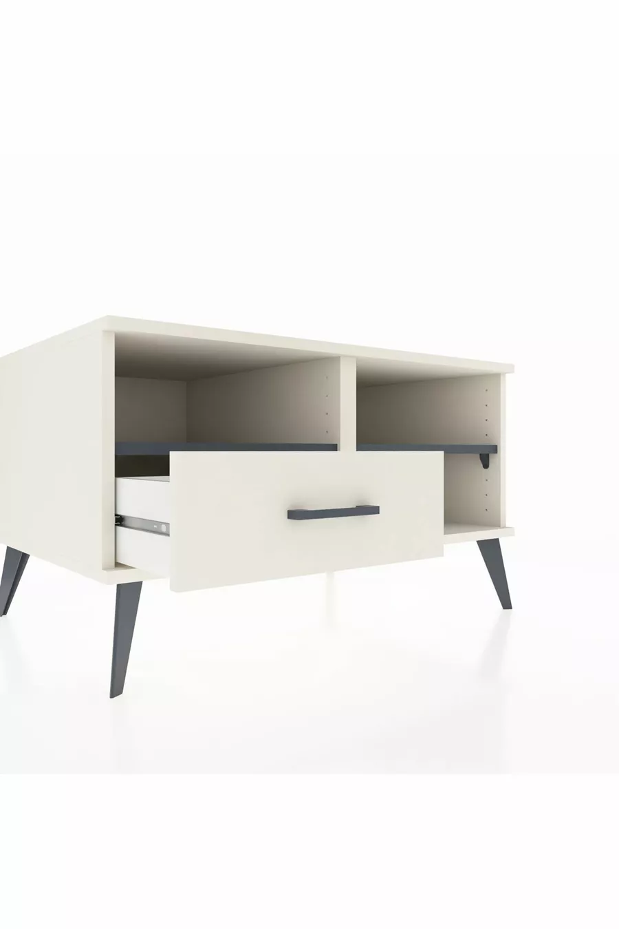 Commode Kronos 2 étagères 1 tiroir Pierre de lune-Anthracite/Pierre de lune