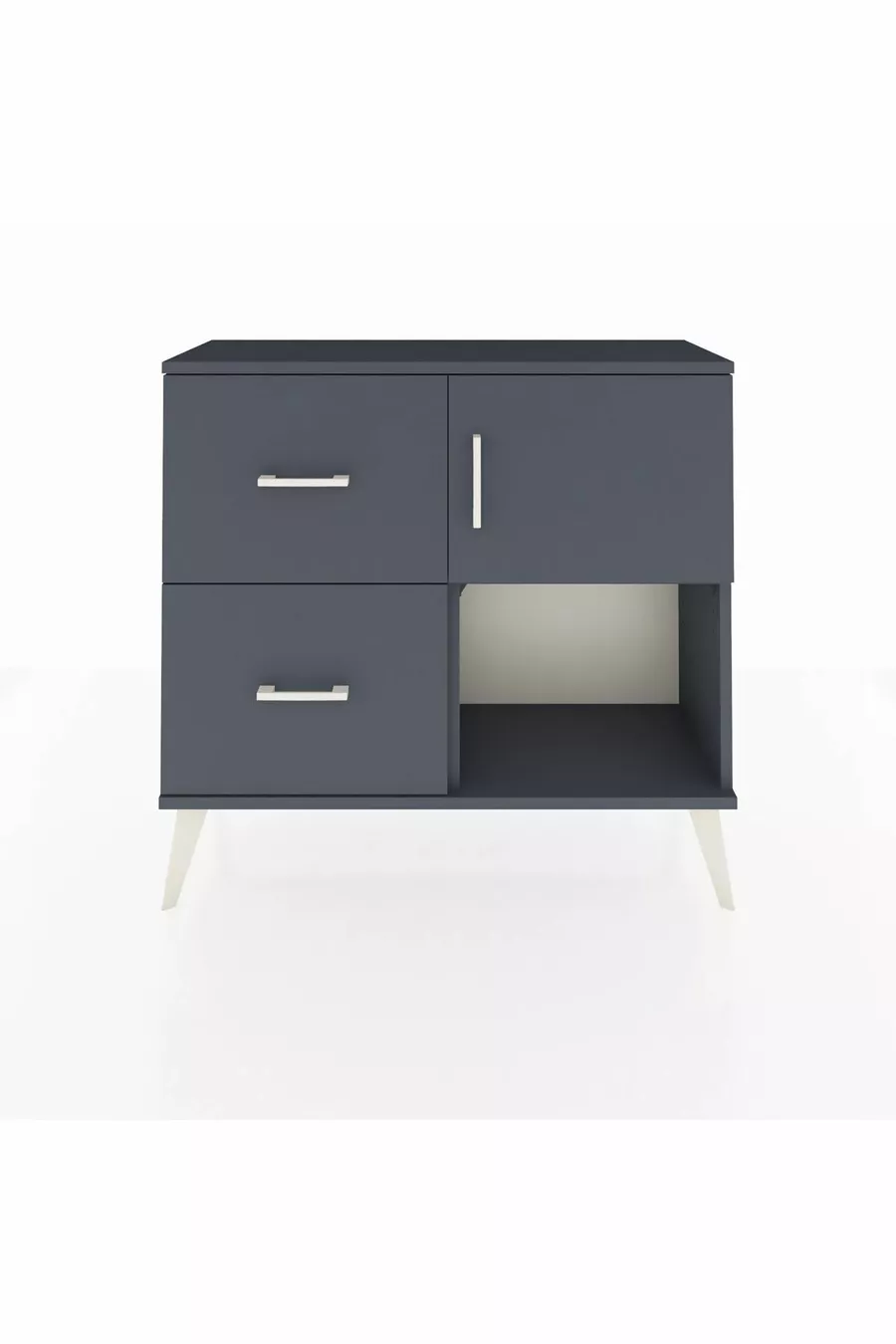 Commode Arges avec une étagère, 2 tiroirs et une porte, Anthracite-Anthracite