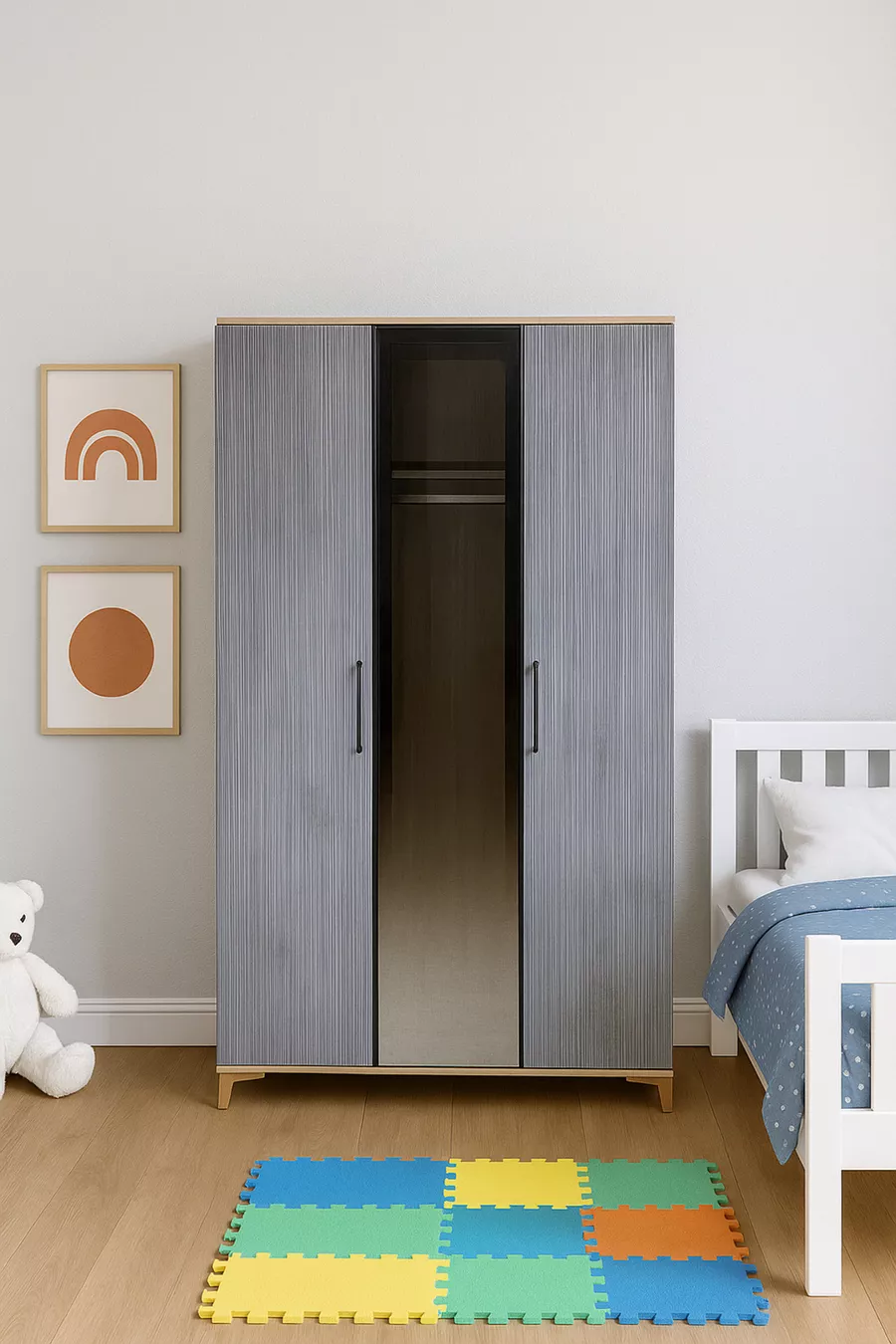 Armadio Ege con 3 Ante e Cassetti | Qualità MDF | Design Moderno | Elegante e Funzionale