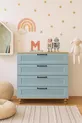 Commode bleue à tiroirs | Qualité MDF à 100 % | Portes avec revêtement REHAU | Pieds en bois