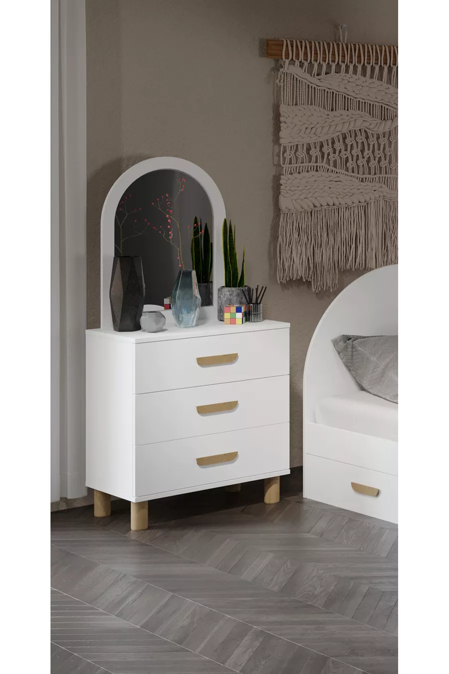 Commode Lucia Bohem à 3 tiroirs en MDF